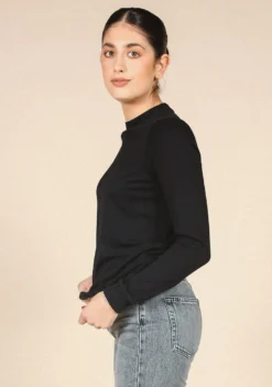 Poplinen Gwen Tencel Long Sleeve Tee - Black