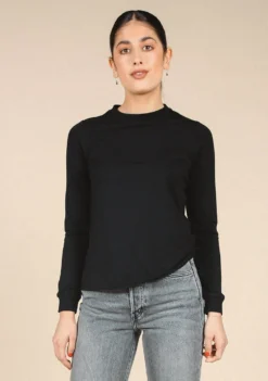 Poplinen Gwen Tencel Long Sleeve Tee - Black