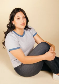 Poplinen Best Sellers Pat Bamboo Ringer Tee - Heather Gray + True Blue 7 Poplinen Best Sellers Pat Bamboo Ringer Tee - Heather Gray + True Blue