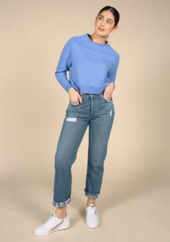 Poplinen Wilder Mock Neck Sweatshirt - Periwinkle Clothing