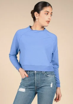 Poplinen Wilder Mock Neck Sweatshirt - Periwinkle Clothing