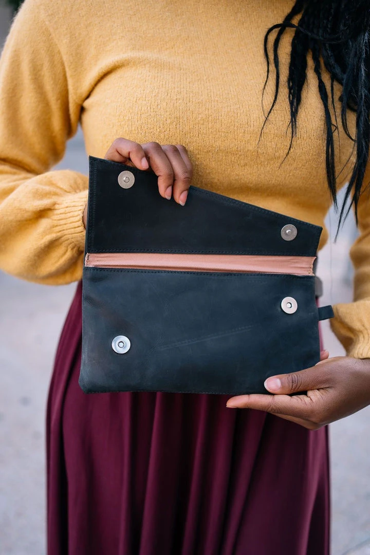 Purse & Clutch Small Asymmetric Clutch - Black 4 Purse & Clutch Small Asymmetric Clutch - Black