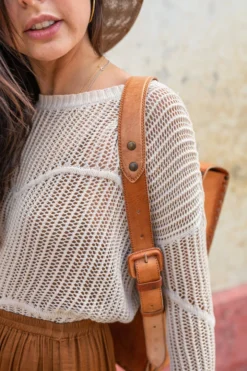 Purse & Clutch Leather Laptop Backpack - Russet Brown Accessories