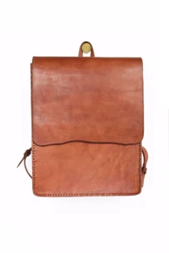Purse & Clutch Leather Laptop Backpack - Russet Brown Accessories