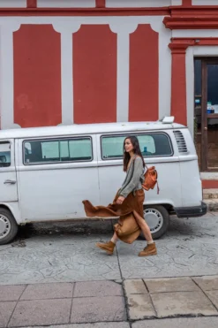Purse & Clutch Leather Backpack - Russet Brown Handcrafted