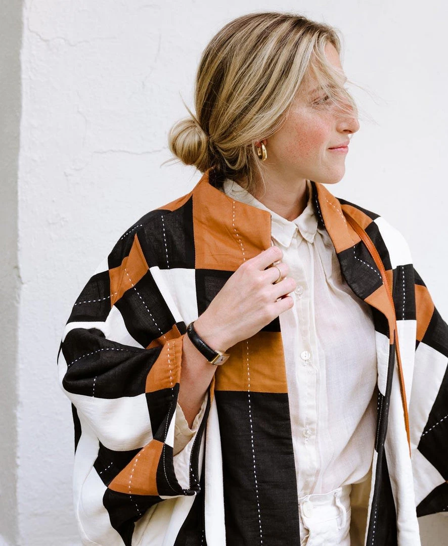 Anchal Clothing Quilted Patchwork Plaid Cocoon Jacket 5 Anchal Clothing Quilted Patchwork Plaid Cocoon Jacket