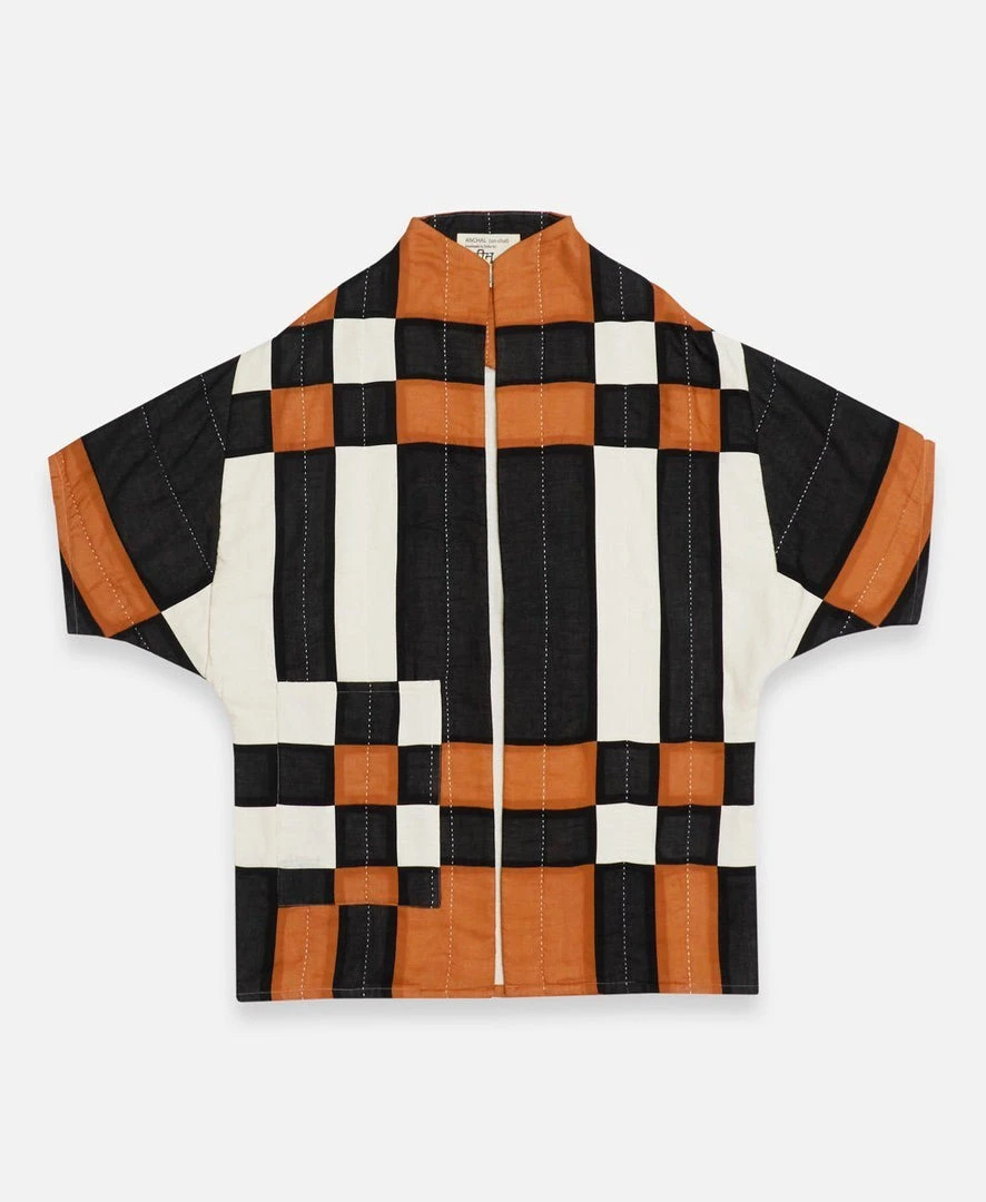 Anchal Clothing Quilted Patchwork Plaid Cocoon Jacket 7 Anchal Clothing Quilted Patchwork Plaid Cocoon Jacket