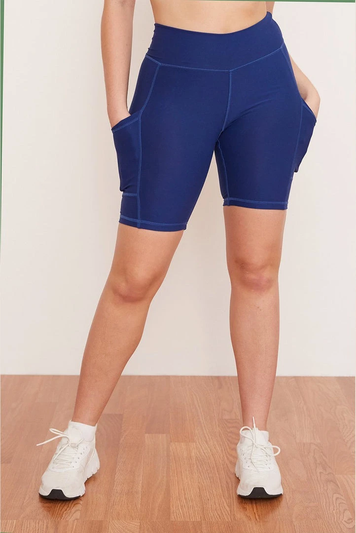 Wolven Recycled Bike Short With Pockets - Indigo Activewear + Athleisure 4 Wolven Recycled Bike Short With Pockets - Indigo Activewear + Athleisure