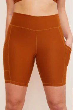 Wolven Best Sellers Recycled Bike Short With Pockets - Turmeric