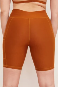 Wolven Best Sellers Recycled Bike Short With Pockets - Turmeric