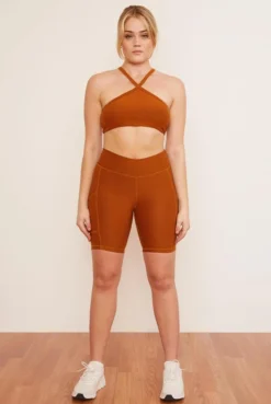 Wolven Best Sellers Recycled Bike Short With Pockets - Turmeric