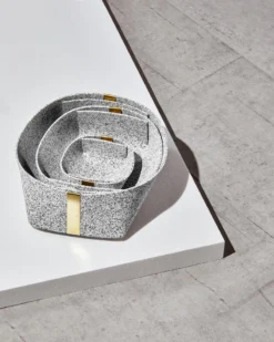 Slash Objects Recycled Rubber + Brass Basket Set - Gris
