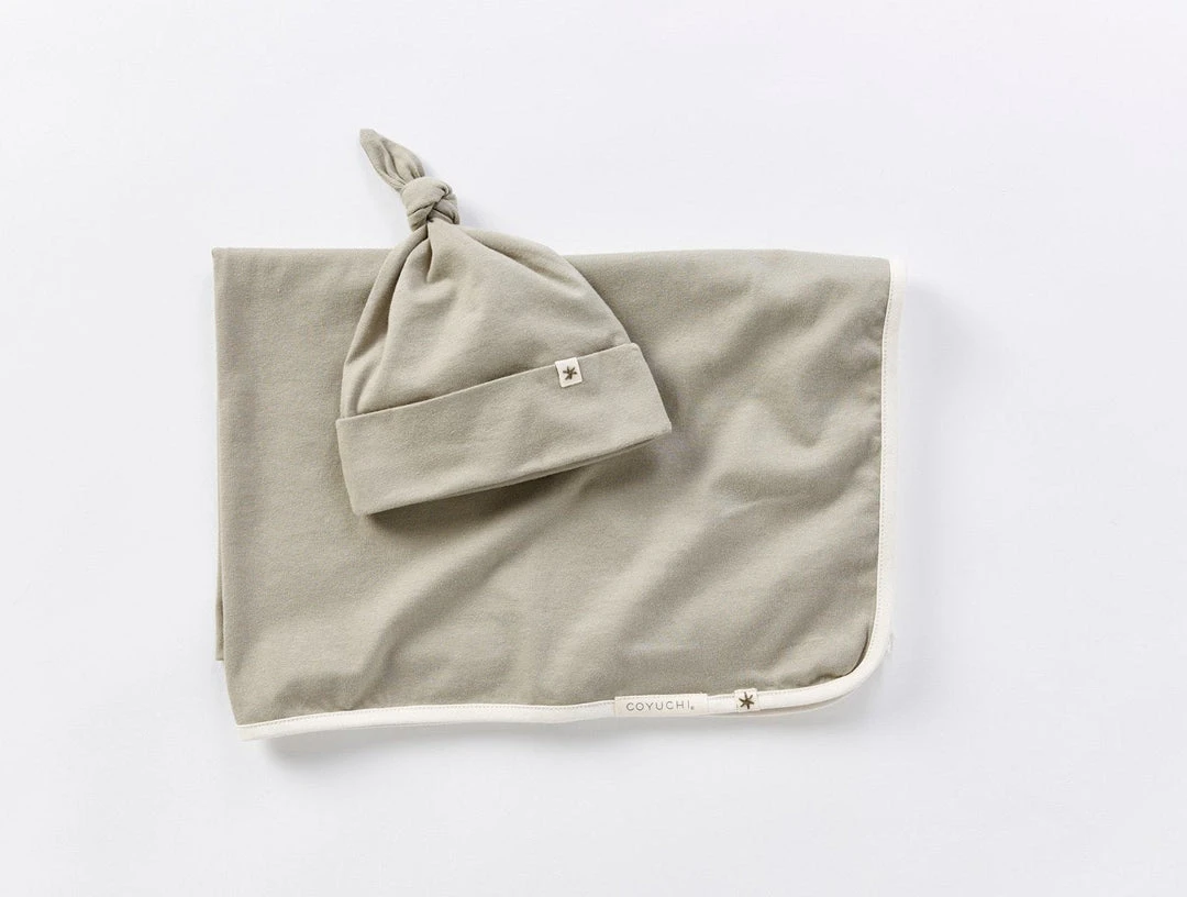 Coyuchi Remi Baby Blanket + Beanie Set - Laurel 3 Coyuchi Remi Baby Blanket + Beanie Set - Laurel