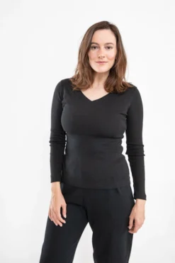 Tonlé Rib Upcycled V Neck Top