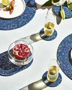 Slash Objects Round Recycled Rubber Coaster Set - Royal