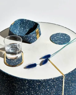 Slash Objects Round Recycled Rubber Coaster Set - Royal