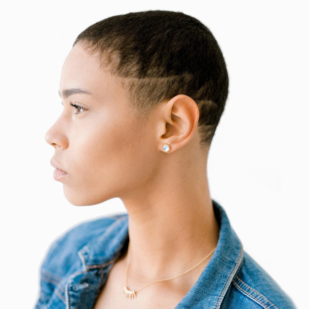 Sara Patino Jewelry Deep Pearl Recycled Gold Stud Earrings 4 Sara Patino Jewelry Deep Pearl Recycled Gold Stud Earrings