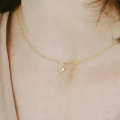 Sara Patino Jewelry Gold Lucky U Recycled Pendant Necklace - White Topaz