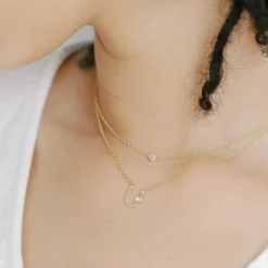 Sara Patino Jewelry Gold Lucky U Recycled Pendant Necklace - White Topaz