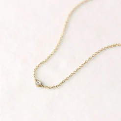 Sara Patino Jewelry Gold Tiny White Topaz Recycled Necklace Special Occasion