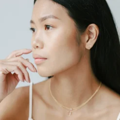 Sara Patino Jewelry Gold White Topaz Recycled Stud Earrings