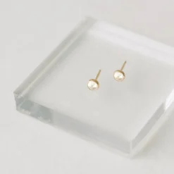 Sara Patino Jewelry Gold White Topaz Recycled Stud Earrings
