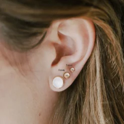 Sara Patino Jewelry Gold White Topaz Recycled Stud Earrings