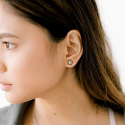 Sara Patino Jewelry Shadow Recycled Gold Earrings - Pyrite