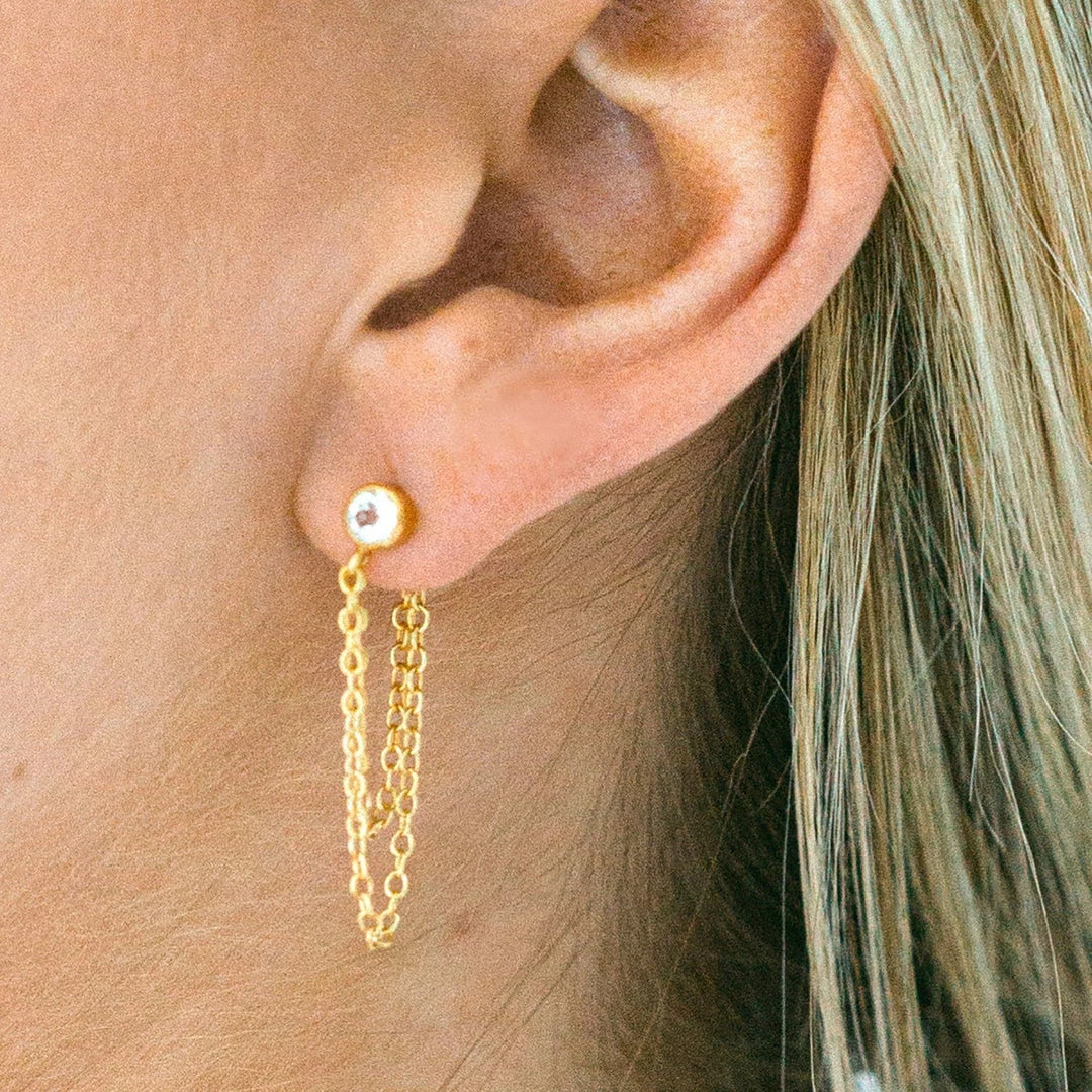 Sara Patino Jewelry Best Sellers Unity Recycled Gold Earrings - White Topaz 4 Sara Patino Jewelry Best Sellers Unity Recycled Gold Earrings - White Topaz