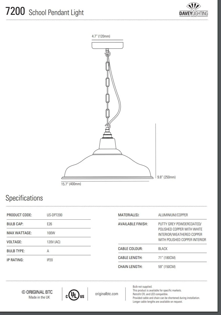 Ameico School Pendant Light - Polished Copper Lighting 4 Ameico School Pendant Light - Polished Copper Lighting