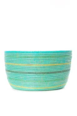 Swahili African Modern Seaside Stripe Knitting Basket