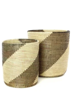 Swahili African Modern Home Goods Nesting Swirl Baskets Set