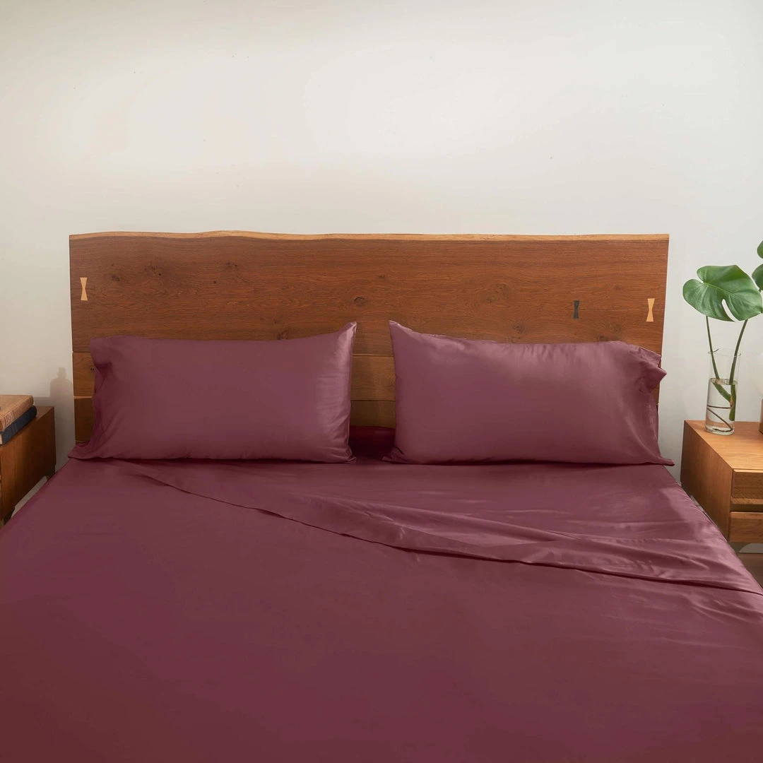Looma Sateen Sheet Set - Wine 4 Looma Sateen Sheet Set - Wine