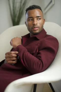 Signature Innovation Group Men's Double Zip Shirt Jacket - Maroon