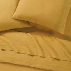 Sijo Home Goods French Linen Pillowcase Set - Turmeric
