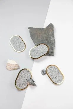 Slash Objects Office Accessories Ring Recycled Rubber Coaster Set - Gris