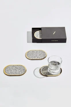 Slash Objects Office Accessories Ring Recycled Rubber Coaster Set - Gris