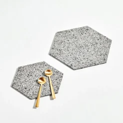 Slash Objects Hex Recycled Rubber Trivet Set - Gris Kitchen + Dining
