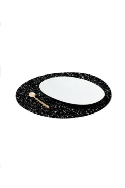 Slash Objects Kitchen + Dining Round Recycled Rubber Placemat - Speckled Black
