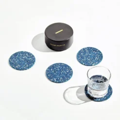 Slash Objects Round Recycled Rubber Coaster Set - Royal