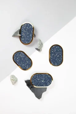 Slash Objects Ring Recycled Rubber Coaster Set - Royal 8 Slash Objects Ring Recycled Rubber Coaster Set - Royal