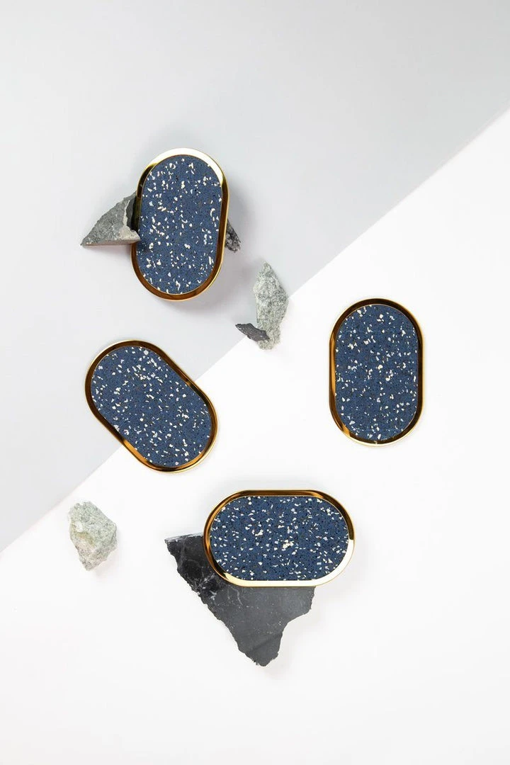 Slash Objects Ring Recycled Rubber Coaster Set - Royal 5 Slash Objects Ring Recycled Rubber Coaster Set - Royal