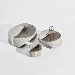Slash Objects Recycled Rubber + Brass Basket Set - Gris