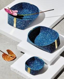 Slash Objects Recycled Rubber + Brass Basket Set - Royal Home Goods 12 Slash Objects Recycled Rubber + Brass Basket Set - Royal Home Goods