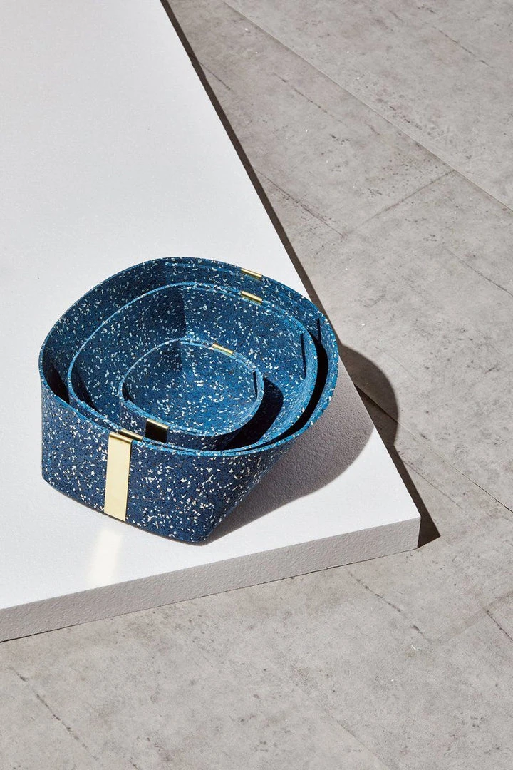 Slash Objects Recycled Rubber + Brass Basket Set - Royal Home Goods 3 Slash Objects Recycled Rubber + Brass Basket Set - Royal Home Goods