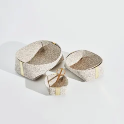 Slash Objects Best Sellers Recycled Rubber + Brass Basket Set - Sand