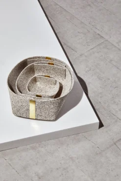 Slash Objects Best Sellers Recycled Rubber + Brass Basket Set - Sand