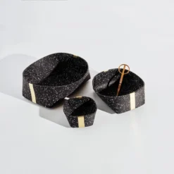 Slash Objects Recycled Rubber + Brass Basket Set - Speckled Black Home Goods 22 Slash Objects Recycled Rubber + Brass Basket Set - Speckled Black Home Goods