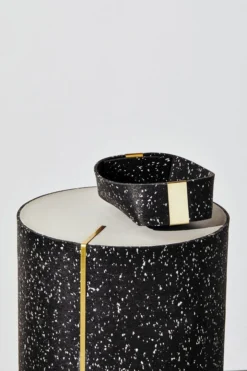 Slash Objects Recycled Rubber + Brass Basket Set - Speckled Black Home Goods 17 Slash Objects Recycled Rubber + Brass Basket Set - Speckled Black Home Goods