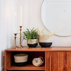 Hathorway Naiya Handwoven Jute Colorblock Baskets (Set Of 3)